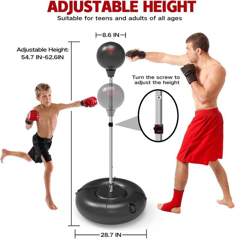 DIGI Punching Bag with Stand for Adults and Teens, Height Adjustable, Speed Bags for Boxing with Hand Pump and 4 Elastic Cords, Boxing Punching Bag for Training, Stress Relief and Fitness - Image 4